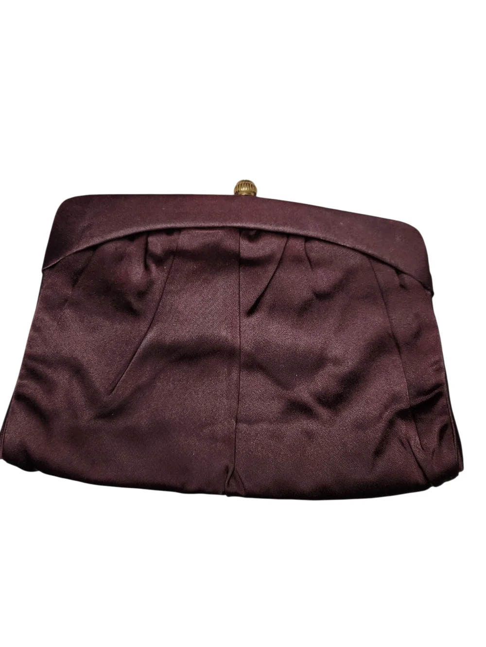 Vintage 1950s Morris Moskowitz MM Brown Satin Rhinestone Evening Clutch